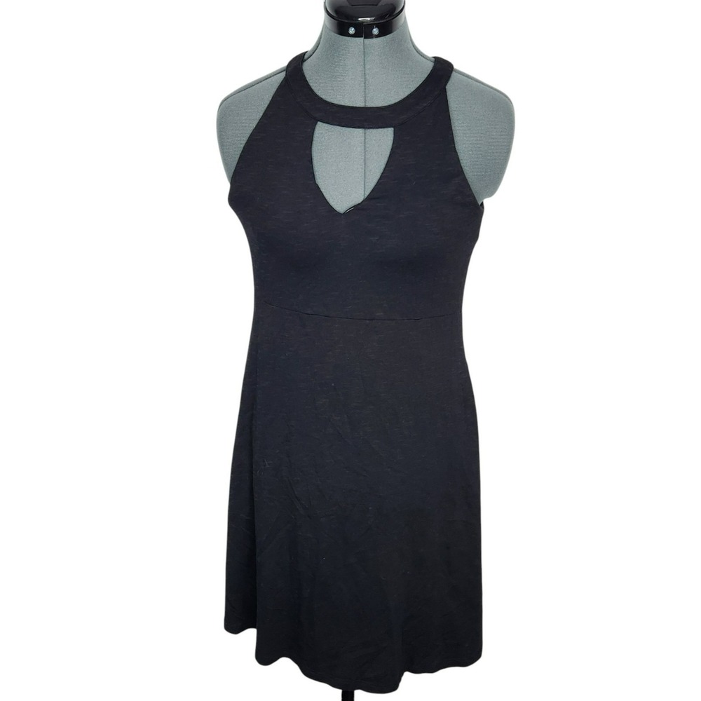 Toad&Co Black Organic Cotton Tencel Cutout Halter Dress with Pockets Medium‎